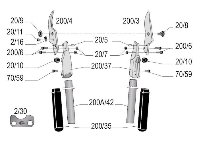 Tubes en aluminium + 2 douilles 32 cm - 200A-32, pour scateur  deux mains
