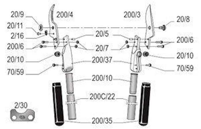 Tubes en carbone + 2 douilles 22 cm - 200C-22, pour scateur  deux mains